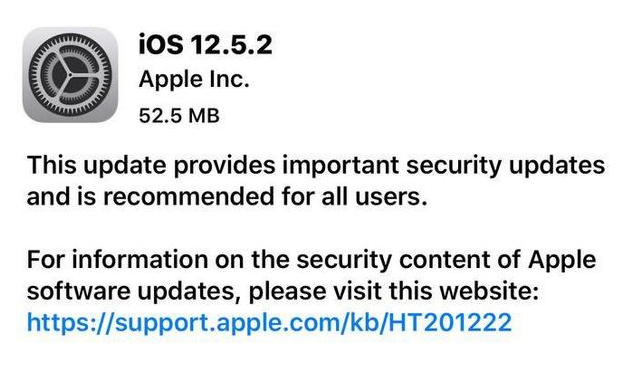黎母山镇苹果手机维修分享iOS12.5.2发布，建议所有老苹果用户安装 
